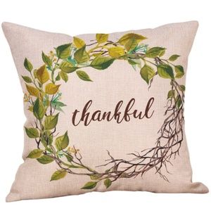 Pillow Cover- NEW-  Thankful - Fall